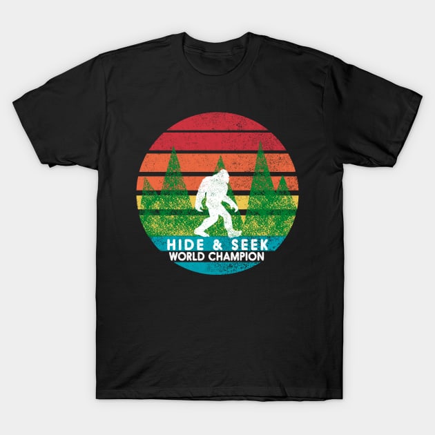 Vintage Retro Hide and Seek Champion Camping Bigfoot Tshirt T-Shirt by CMDesign